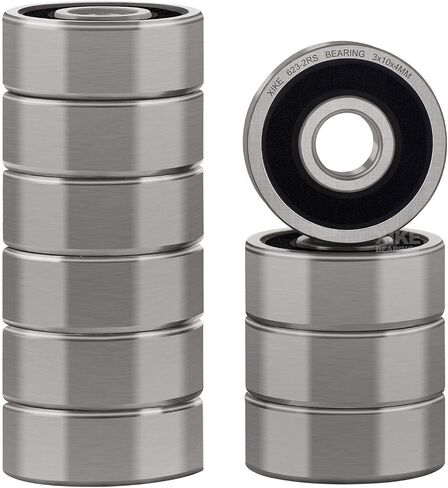 XiKe 10 Pcs 623-2RS Double Rubber Seal Bearings 4x13x5mm, Pre-Lubricated and Stable Performance and Cost Effective, Deep Groove Ball Bearings. in Saudi Arabia