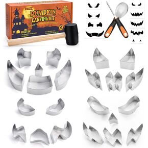 Pumpkin Carving Kit for Kids, 22 PSC Stainless Steel Pumpkin Carving Tools with Hammer and 2 Carving Knives, DIY Halloween Pumpkin Shape in Saudi Arabia