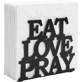 حامل مناديل طاولة معدني أسود من ماي جيفت مزين بعبارة EAT LOVE PRAY Cutout in Kuwait