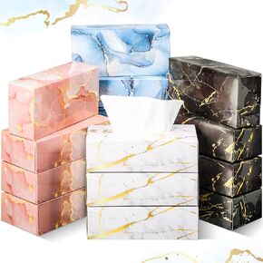 Zhehao 16 علبة مناديل الوجه، 3 طبقات 2080 ورقة مناديل ناعمة بتصميم رخامي 130 ورقة في كل صندوق صندوق مناديل مسطح صغير للحمام والمكتب وغرفة النوم والمنزل والمدرسة والمطبخ، 4 أنماط عائلية in Kuwait