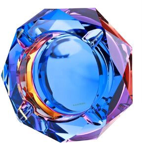 Crystal Outdoors Indoors Cigarette Ashtray Ash Holder Case, Colorful Pattern Home Office Tabletop Beautiful Decoration Craft (Bling Bling 01)