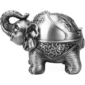 Metal Elephant Ashtray with Lid Windproof Ashtray Outdoor, Indoor Ashtray Ash Tray for Weed, Vintage Practical Decoration Ashtrays for Cigarettes Great Gift for Men Women-Bronze