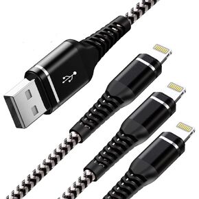 1 FT Lightning Cable 3Pack Short iPhone Charger Cable USB Fast Nylon Braided 12 inch iPhone Charging Cable Compatible with Apple iPhone 14/13/12/12 Pro/11/Xs Max/Xr/X/8/7/6/6s Plus/iPad