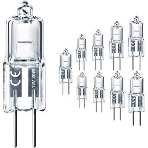 G4 Bulb, 10 Pack Halogen G4 12V 10W with G4 Bi-pin Base, High Output G4 Light Bulb 12V 150LM 3000Hrs Long Lifetime, G4 Dimmable, CRI100 & 2800K Warm White, G4 Halogen Bulb 10W for Cabinet Light Bulbs