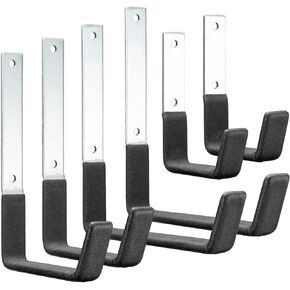 PYBTOOL Metal Utility Hooks Heavy Duty, Garage Wall Storage Hooks, Ladder Hooks, Wall Mount Steel Hooks for Garage, Garden, Tools Storage, Muti-Size(6 Pack)