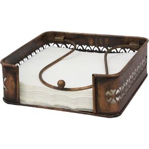 Stonebriar Industrial Black Graphite Metal Table Top Napkin Holder, Decorative Napkin Tray for Dining Table and Kitchen, Unique Tissue Dispenser for Bathroom, Horizontal Display