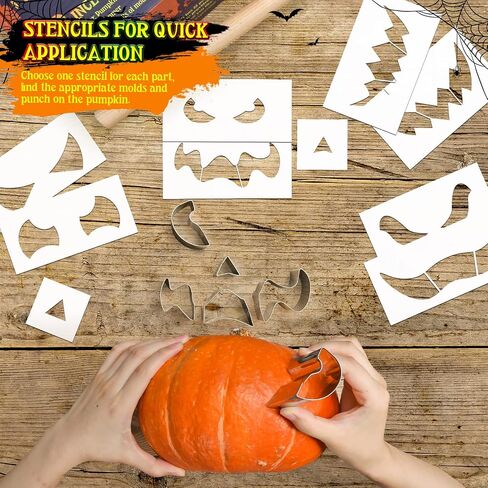 Pumpkin Carving Kit for Kids, 22 PSC Stainless Steel Pumpkin Carving Tools with Hammer and 2 Carving Knives, DIY Halloween Pumpkin Shape in Saudi Arabia