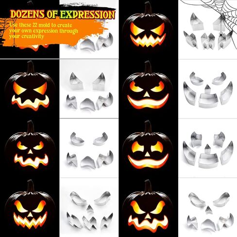 Pumpkin Carving Kit for Kids, 22 PSC Stainless Steel Pumpkin Carving Tools with Hammer and 2 Carving Knives, DIY Halloween Pumpkin Shape in Saudi Arabia
