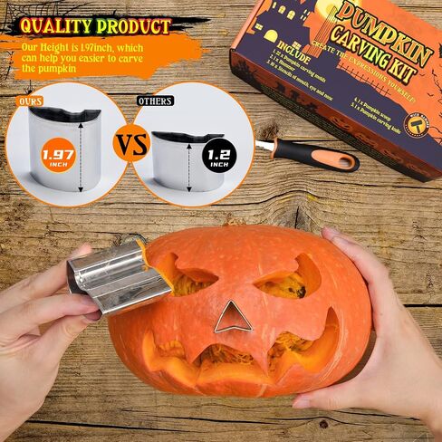Pumpkin Carving Kit for Kids, 22 PSC Stainless Steel Pumpkin Carving Tools with Hammer and 2 Carving Knives, DIY Halloween Pumpkin Shape in Saudi Arabia