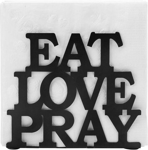 حامل مناديل طاولة معدني أسود من ماي جيفت مزين بعبارة EAT LOVE PRAY Cutout in Kuwait