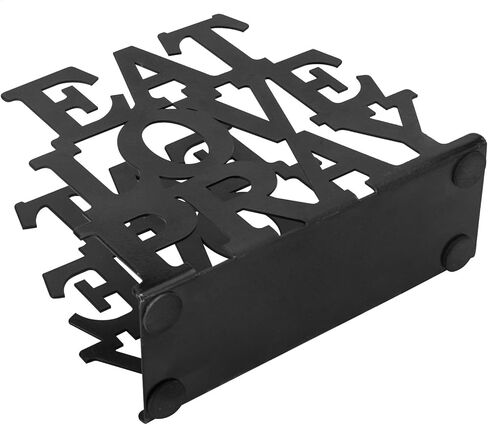 حامل مناديل طاولة معدني أسود من ماي جيفت مزين بعبارة EAT LOVE PRAY Cutout in Kuwait