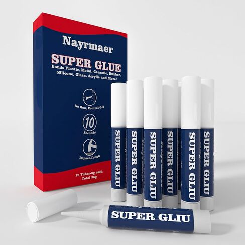 Super Glue Gel, Plastic Glue, Glass Glue, 3 Gram x 12 All Purpose Glue, Cyanoacrylate Glue for Plastic, Ceramic, Metal, DIY Craft and More. in Kuwait