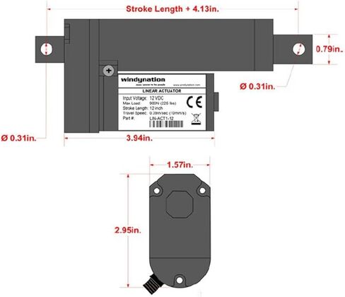 WindyNation 2 Inch 2inches Stroke Linear Actuator 12 Volt 12V 225 Pounds lbs Maximum Lift in Saudi Arabia