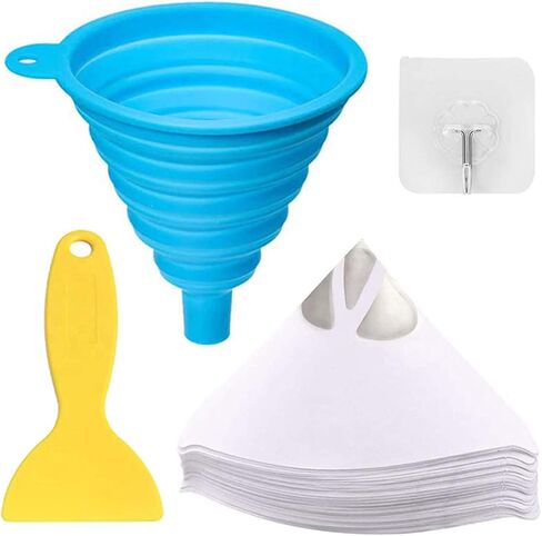 DAOKI 100 Pcs Paper Paint Filters 100 Micron Disposable Paint Paper Strainers for Resin 3D Printer with Collapsible Silicone Funnel, Hook, Clean Tool in Saudi Arabia