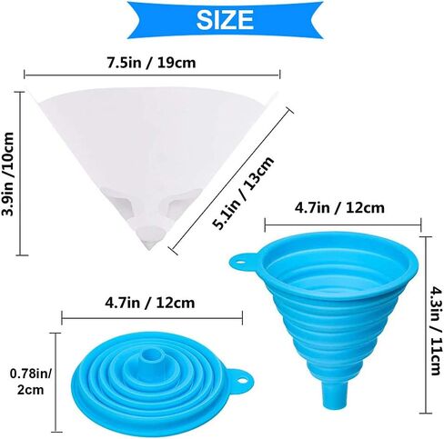 DAOKI 100 Pcs Paper Paint Filters 100 Micron Disposable Paint Paper Strainers for Resin 3D Printer with Collapsible Silicone Funnel, Hook, Clean Tool in Saudi Arabia