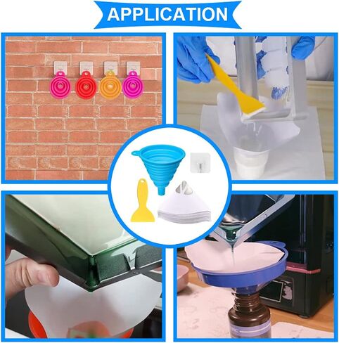 DAOKI 100 Pcs Paper Paint Filters 100 Micron Disposable Paint Paper Strainers for Resin 3D Printer with Collapsible Silicone Funnel, Hook, Clean Tool in Saudi Arabia