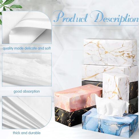 Zhehao 16 علبة مناديل الوجه، 3 طبقات 2080 ورقة مناديل ناعمة بتصميم رخامي 130 ورقة في كل صندوق صندوق مناديل مسطح صغير للحمام والمكتب وغرفة النوم والمنزل والمدرسة والمطبخ، 4 أنماط عائلية in Kuwait