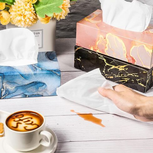 Zhehao 16 علبة مناديل الوجه، 3 طبقات 2080 ورقة مناديل ناعمة بتصميم رخامي 130 ورقة في كل صندوق صندوق مناديل مسطح صغير للحمام والمكتب وغرفة النوم والمنزل والمدرسة والمطبخ، 4 أنماط عائلية in Kuwait