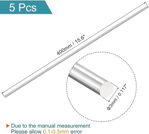 MECCANIXITY Aluminum Solid Round Rod 3mm Diameter 400mm Length Lathe Bar Stock for DIY Craft Pack of 5Pcs in Saudi Arabia
