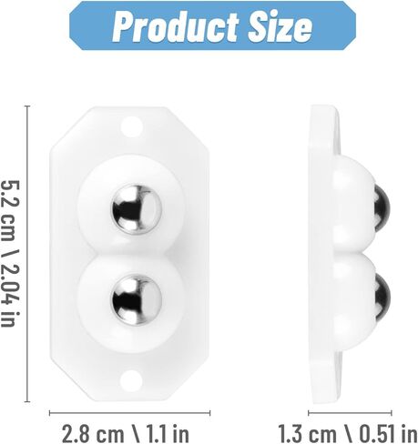 عجلات ذاتية اللصق من الفولاذ المقاوم للصدأ، عجلات معجون دوارة صغيرة تدور 360 درجة، بكرة لاصقة عالمية للأثاث، صناديق تخزين سفلية مختلفة، درج سلة المهملات، 8 قطع خرزة مزدوجة بيضاء in Kuwait