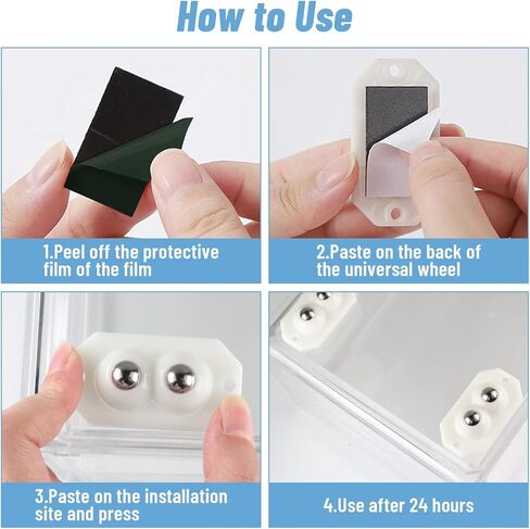 عجلات ذاتية اللصق من الفولاذ المقاوم للصدأ، عجلات معجون دوارة صغيرة تدور 360 درجة، بكرة لاصقة عالمية للأثاث، صناديق تخزين سفلية مختلفة، درج سلة المهملات، 8 قطع خرزة مزدوجة بيضاء in Kuwait