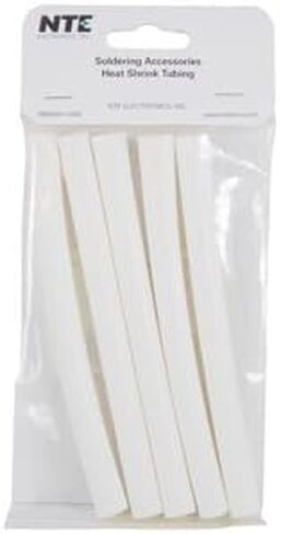 NTE Electronics 47-25306-W Heat Shrink Tubing, Dual Wall with Adhesive, 3:1 Shrink Ratio, 3/8" Diameter, 6" Length, White (Pack of 5) in Saudi Arabia
