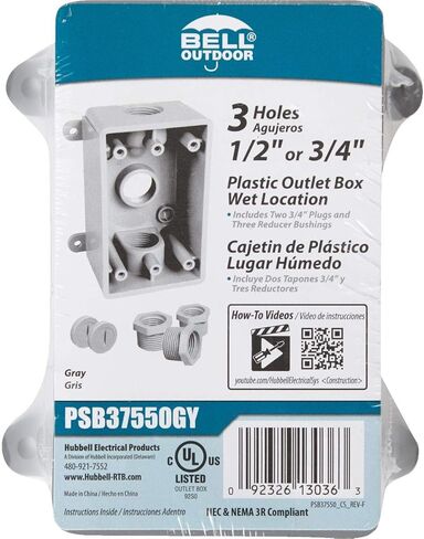 صندوق BELL PDB77550WH ذو عصابتين مقاوم للطقس سبعة 1/2 بوصة أو 3/4 بوصة. منافذ ملولبة، 2 بوصة، أبيض in Kuwait