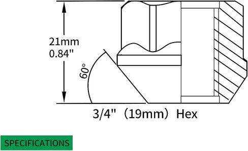 HICKS M14x2.0 مجموعة صواميل العروة المنتفخة ذات النهاية المفتوحة من الزنك مقاس 19 مم (3/4 بوصة) سداسية، ارتفاع 21 مم (0.84 بوصة)، مجموعة من 20 قطعة in Kuwait