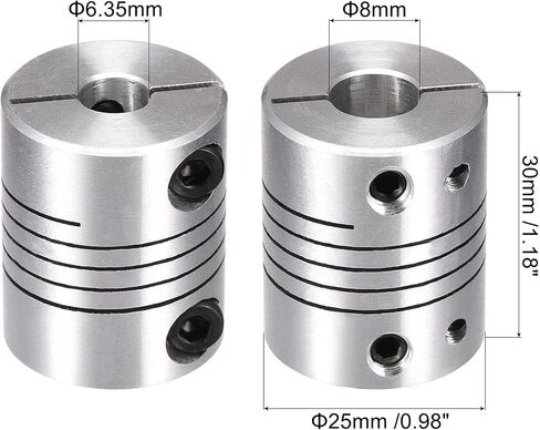 uxcell 2PCS Motor Shaft 5mm to 5mm Helical Beam Coupler Coupling 25mm Dia 30mm Length in Kuwait