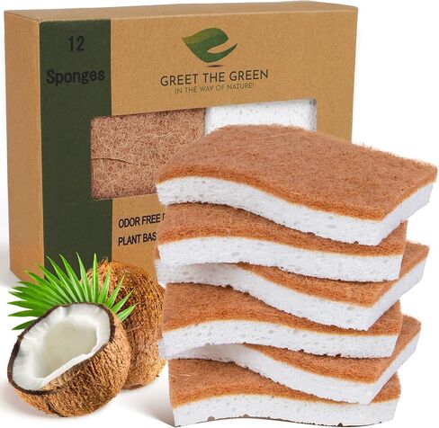 Biodegradable Sponges 12 Pack of Sponges Kitchen Natural Sponges for Dishes Natural Sponge - Dish Sponge Eco Friendly Sponges Natural Kitchen Sponge in Saudi Arabia