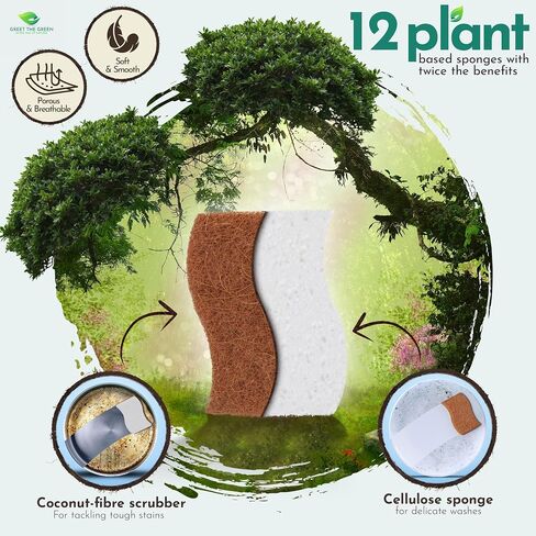 Biodegradable Sponges 12 Pack of Sponges Kitchen Natural Sponges for Dishes Natural Sponge - Dish Sponge Eco Friendly Sponges Natural Kitchen Sponge in Saudi Arabia