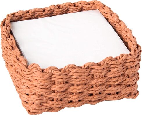 Boston International Woven Basket Napkin Holder Caddy, Cocktail Size, Dark Blue in Kuwait