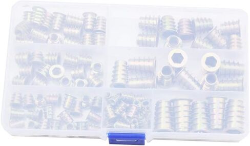 أثاث إدراج صامولة موصل عرافة مأخذ رأس مكسبات متري ملولب لأثاث الخشب مسمار قياسي قفل الأجهزة مجموعة مجموعة أدوات M4 M5 M6 M8 M10 سبائك الزنك لوحة 105 قطع in Kuwait