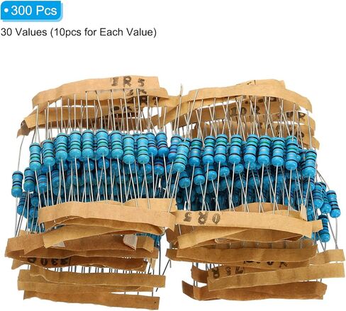 مجموعة متنوعة من مقاومات الأفلام المعدنية 300 قطعة من باتيكل 0.1 أوم - 750 أوم، 30 قيمة 1 وات 1% تسامح لتجارب المشاريع التي تصنعها بنفسك in Kuwait