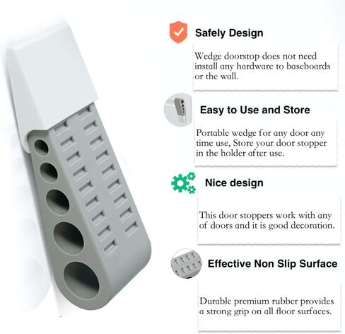 Door Stoppers, Anti-Slip Rubber Door Stop with Holder, Door Stops for Bottom of Door, Works on All Floor Types in Saudi Arabia