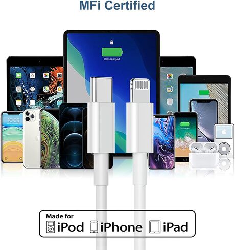 6ft iPhone Charger USB C Lightning Cable,Usbc to Lighting Fast Charging Cord for iPhone 13 12 Charger Cable 6 ft【Apple MFi Certified】,Long Type C Wire for Apple iPhone14 13 12 ProMax 11 X XS XR 8 Plus in Kuwait