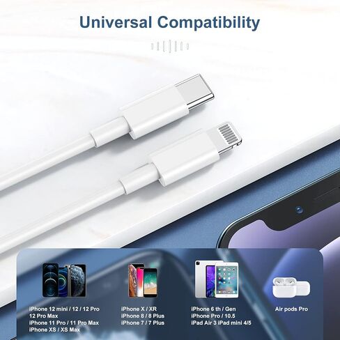 6ft iPhone Charger USB C Lightning Cable,Usbc to Lighting Fast Charging Cord for iPhone 13 12 Charger Cable 6 ft【Apple MFi Certified】,Long Type C Wire for Apple iPhone14 13 12 ProMax 11 X XS XR 8 Plus in Kuwait