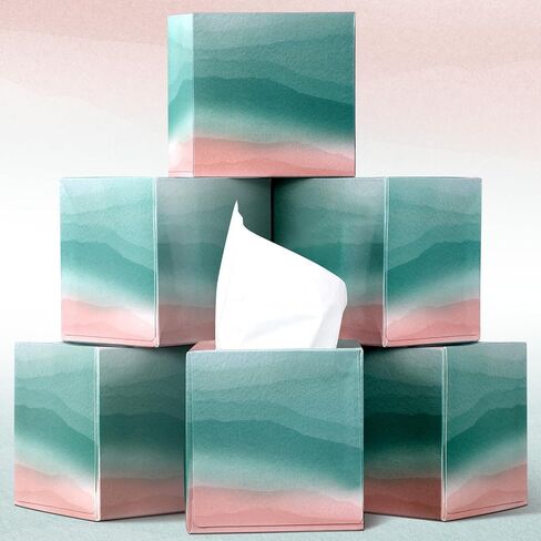 Estune 6 Pcs 360 Sheets Face Tissue Box Bulk 3 Ply Facial Tissues Box Geometry Square Tissue Cube Box 60 Sheets Soft Travel Tissue Per Box for Kitchen Home Office School Dresser Bathroom Car(Elegant) in Saudi Arabia