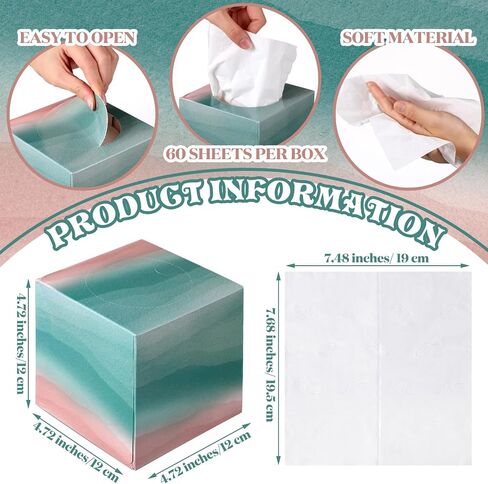 Estune 6 Pcs 360 Sheets Face Tissue Box Bulk 3 Ply Facial Tissues Box Geometry Square Tissue Cube Box 60 Sheets Soft Travel Tissue Per Box for Kitchen Home Office School Dresser Bathroom Car(Elegant) in Saudi Arabia