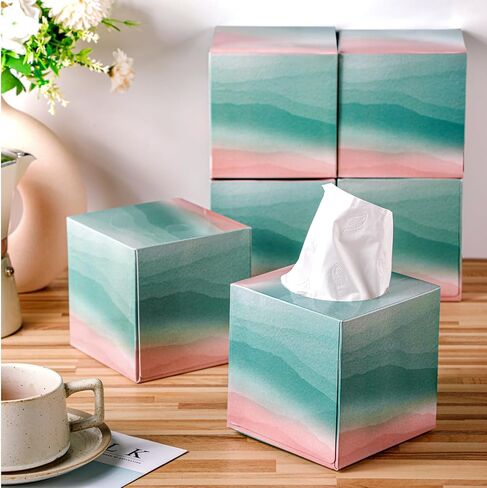 Estune 6 Pcs 360 Sheets Face Tissue Box Bulk 3 Ply Facial Tissues Box Geometry Square Tissue Cube Box 60 Sheets Soft Travel Tissue Per Box for Kitchen Home Office School Dresser Bathroom Car(Elegant) in Saudi Arabia