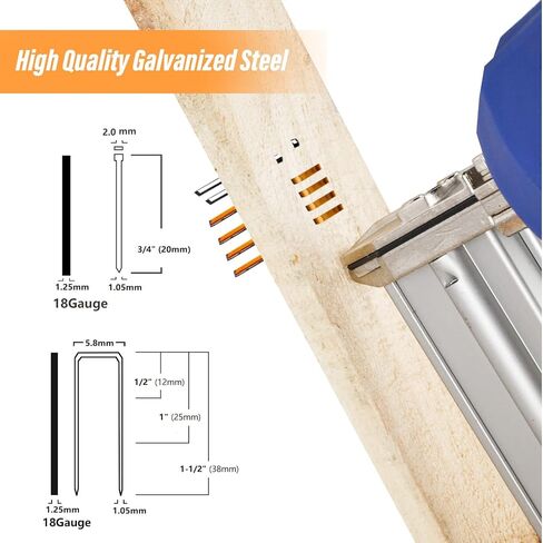 مجموعة المشاريع الضيقة من SITLDY مقياس 18 1200 عدد 1.27 سم - 200، 2.54 سم - 400، 3.81 سم - 200، براد أظافر 1.9 سم - 400، مجلفن، متنوعة الحجم in Kuwait