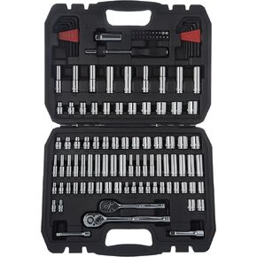 مجموعة أدوات مقابس ميكانيكية من أمازون بيسيكس مع حقيبة، 123 قطعة in Kuwait