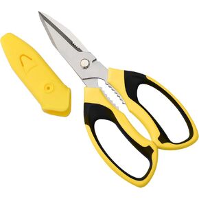 Utility Scissors Heavy Duty: sharp Scissors All Purpose heavy duty, Easy Cutting Carpet, Cardboard, Wires, Leather, Fabric（8'' Green）