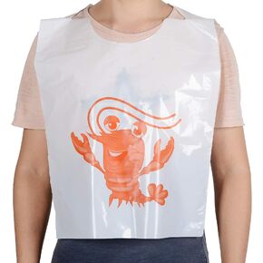 MGTECH 23 Inch Thick Crab/Lobster Bibs Disposable Plastic Funny Seafood Apron for Adults