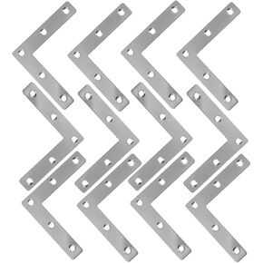 Rannb L Shape Flat Bracket Stainless Steel Flat Corner Angle Bracket Plates Repair - Pack of 15 in Kuwait