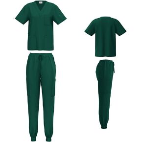 Scrubs for Women 4-Way Stretch Scrub Sets Top and Jogger Pants Unisex Scrubs 8 Colors