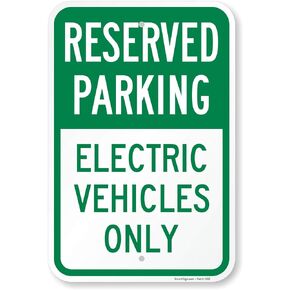 SmartSign Electric Vehicles Only Reserved Parking Sign - 2 Pack, 18 x 12 inch, 2mm Thick Aluminum Composite, Green and White, Made in USA in Saudi Arabia