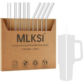 MLKSI Replacement Glass Straws for Stanley Cup Accessories, 6 Pack Reusable Straws with Cleaning Brush Compatible with Stanley 40oz Stanley Cup Stanley Water Jug in Kuwait