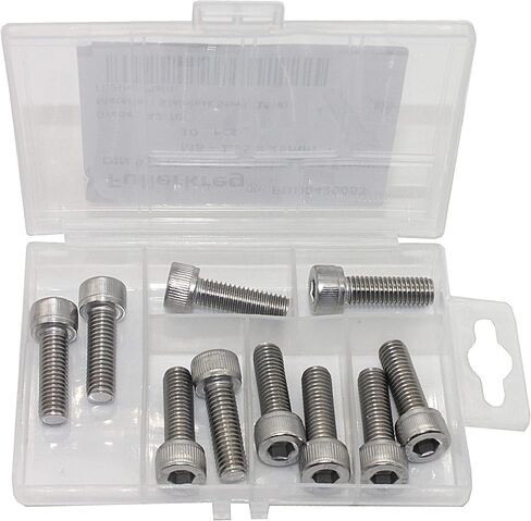 Fullerkreg M6-1.0 x 16MM Socket Head Cap Screws, Allen Socket Drive, Din 912, AISI 304 Stainless Steel (18-8), Full Thread, Bright Finish, Machine Thread, Quantity 20 in Kuwait