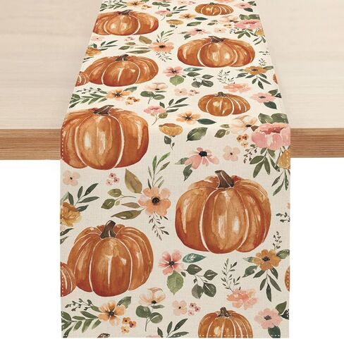مفرش طاولة سامبوسك الخريف على شكل قرع، مفارش طاولة زهور لعيد الشكر في الخريف للمطبخ وتناول القهوة أو ديكور حفلات المنزل في الداخل والخارج, 13 × 72 بوصة SK095 in Kuwait